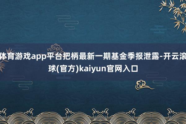 体育游戏app平台把柄最新一期基金季报泄露-开云滚球(官方)kaiyun官网入口