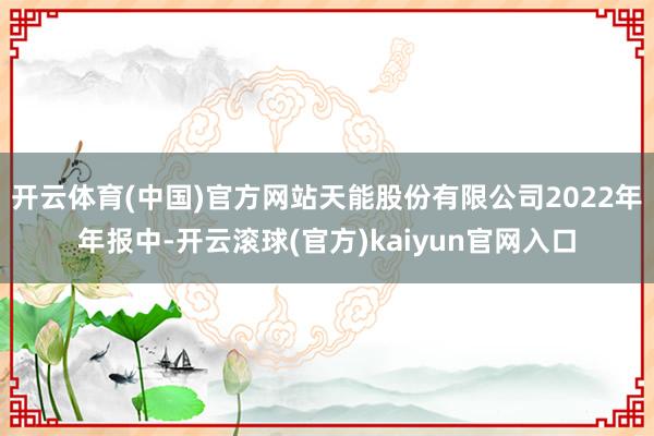 开云体育(中国)官方网站天能股份有限公司2022年年报中-开云滚球(官方)kaiyun官网入口