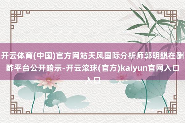 开云体育(中国)官方网站天风国际分析师郭明錤在酬酢平台公开暗示-开云滚球(官方)kaiyun官网入口