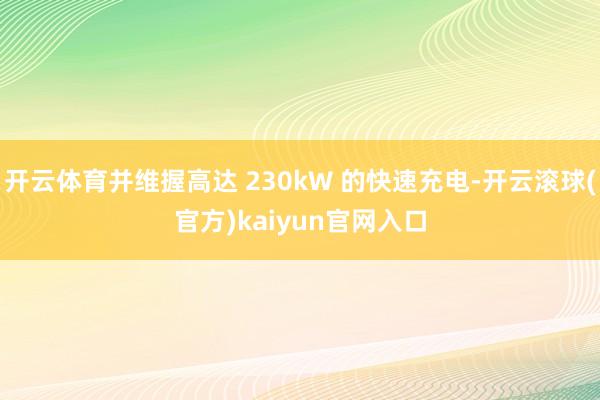 开云体育并维握高达 230kW 的快速充电-开云滚球(官方)kaiyun官网入口