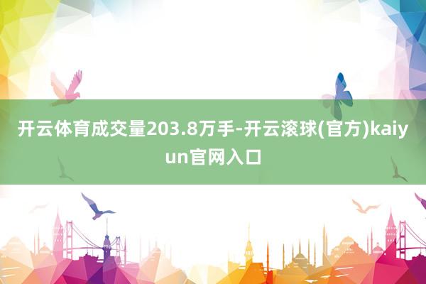 开云体育成交量203.8万手-开云滚球(官方)kaiyun官网入口