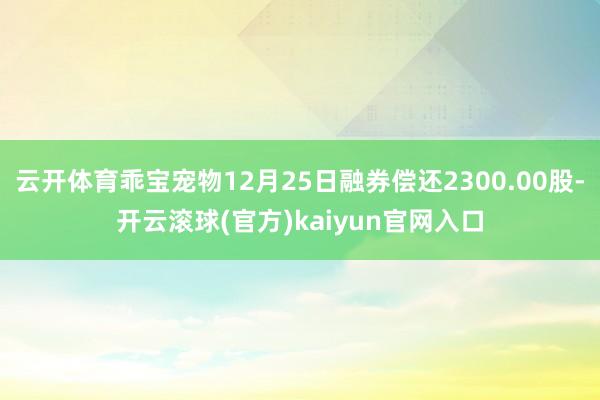 云开体育乖宝宠物12月25日融券偿还2300.00股-开云滚球(官方)kaiyun官网入口